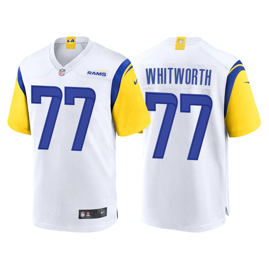 Men Los Angeles Rams 77 Andrew Whitworth Nike White Game NFL Jersey